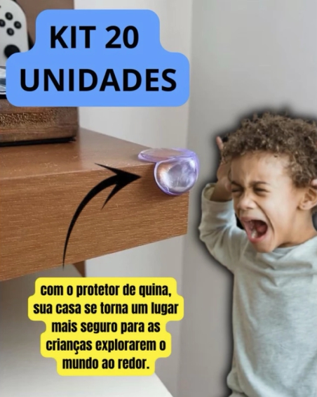 kit 20 Protetores De Quina Silicone Redondo Para Crianças E Bebes Proteção Canto de Mesa e armários