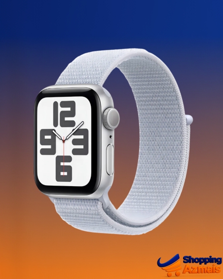 Apple Watch SE GPS • Caixa prateada de alumínio – 40 mm • Pulseira loop esportiva nuvem azul - Distribuidor Autorizado