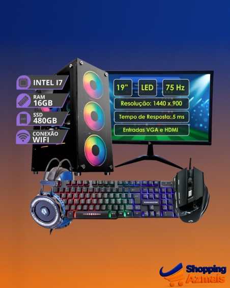 Pc Computador Completo I7 3.4ghz 16gb Ssd 480gb Monitor 19 - 480 Gb - 16 Gb - Hd Intel 4000