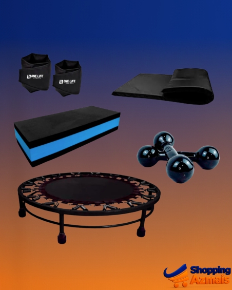 Kit Mini Jump+colchonete + Corda + Caneleira + Step+ Halter