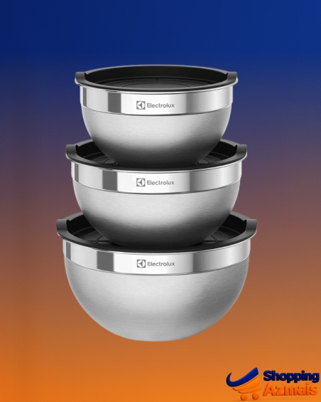 Conjunto de Bowls Tigelas de Inox com Tampa Plástica Electrolux