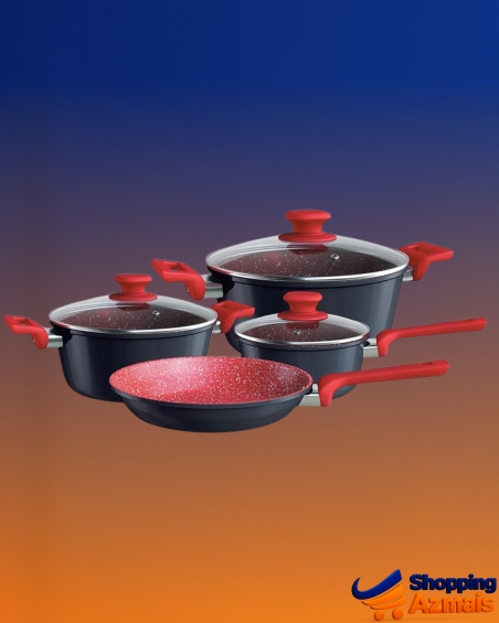 Euro Home - Conjunto de Panelas 4 peças de Alumínio com Antiaderente ColorStone Titânio - ALU8709-TI