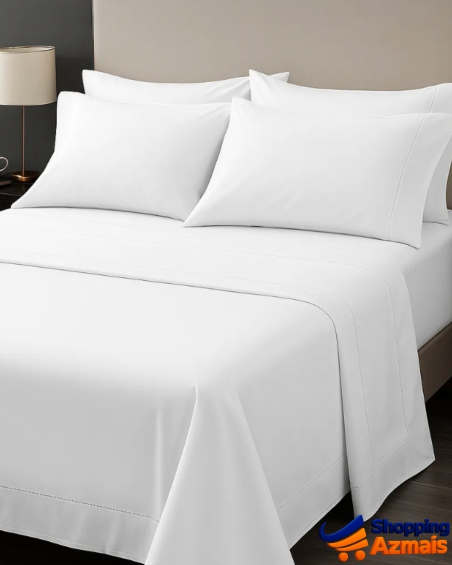 Jogo Lençol Casal 4 Peças Algodão 600 Fios Egípcio Acetinado