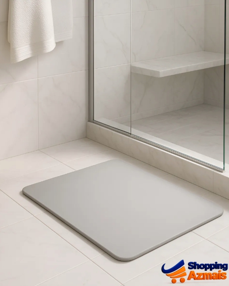 Tapete Lyor De Pedra Diatomita Para Banheiro Cinza 60cm