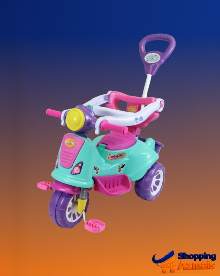 Triciclo Infantil de Passeio e Pedal Com Empurrador Avespa Pink - Maral