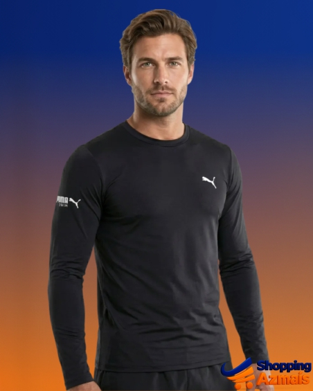 Camiseta Puma Térmica Manga Longa Proteção Uv 50+ Masculina